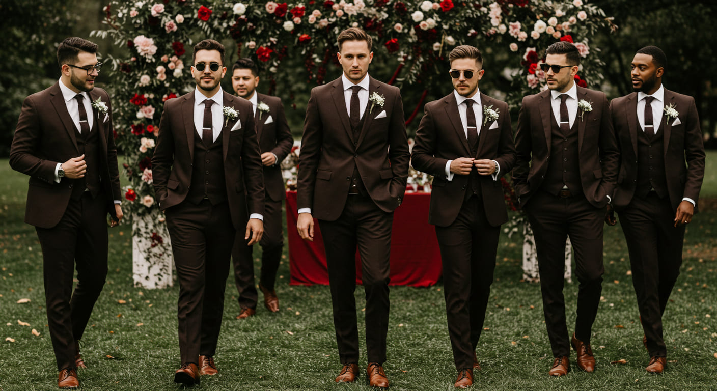 25 Jaw-Dropping Dark Brown Groomsmen Suits That Will Inspire Your Big Day