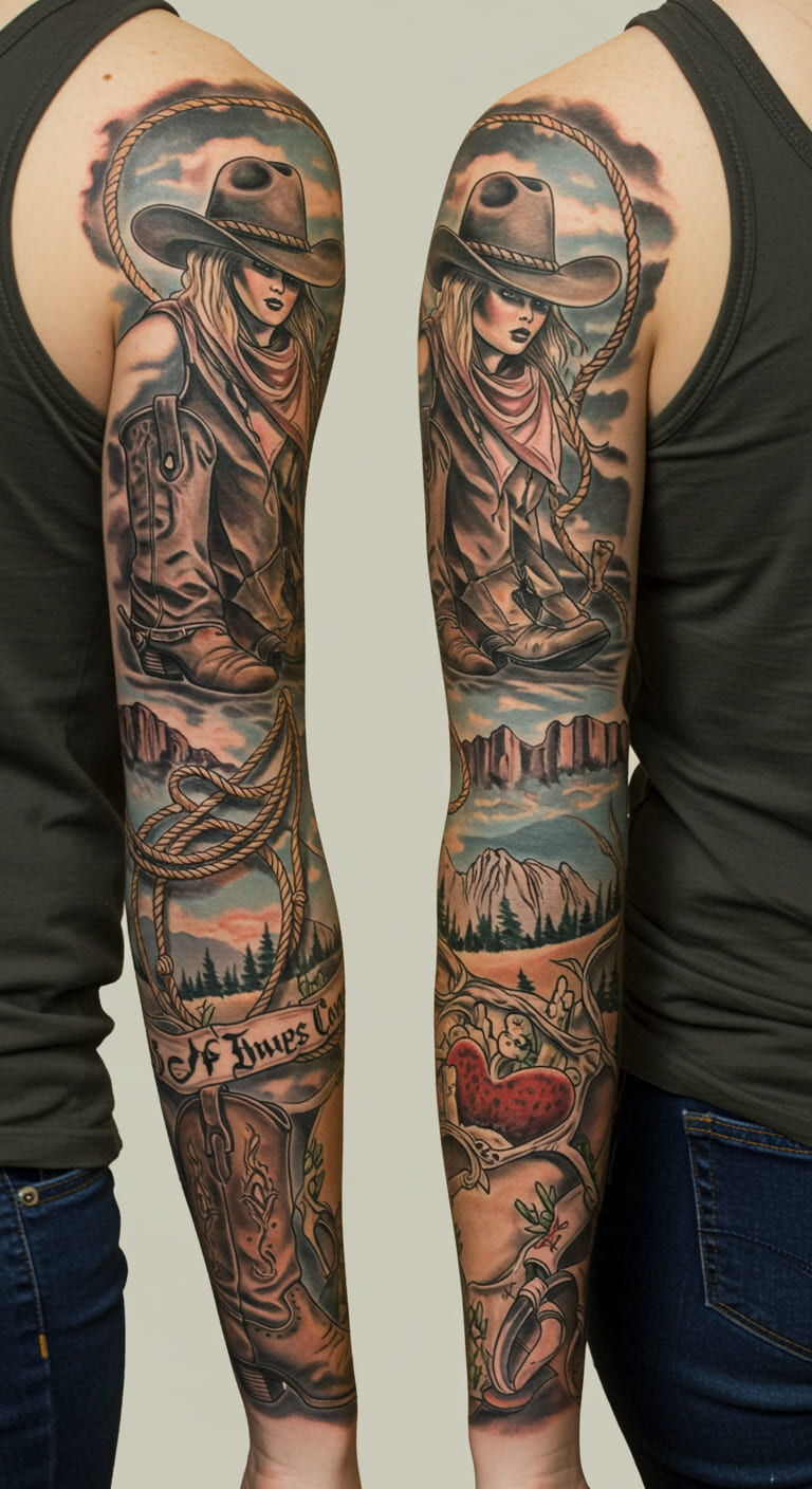 18+ Awesome Western Sleeve Tattoo Ideas for Women