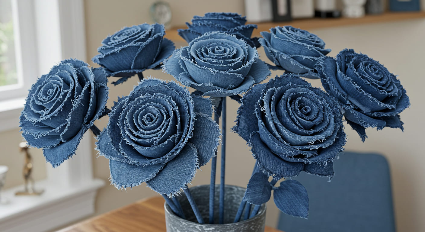 21 Creative Ways to Make Denim Flowers for Your Home Decor